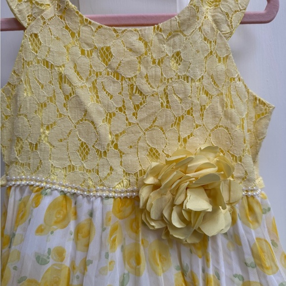 NWOT Sweet Heart Rose 2T Girls Yellow White Floral Lace Sleeveless Formal Dress - Picture 2 of 6